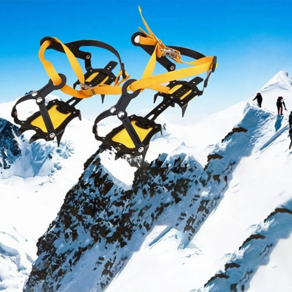 

Adjustable Ice Snow Anti-slip 10 Toothed Stainless Steel Crampons Shoe Covers Outdoor Climbing Anti-skid Crampons Shoes