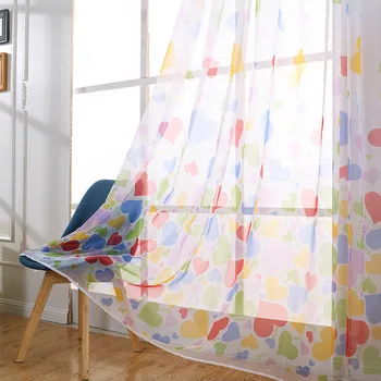 

Quality Heart Pattern Tulle Door Window Curtains Romantic Sheer Valances Washable Vines Leaves Drape for Home Bedroom Decor LC