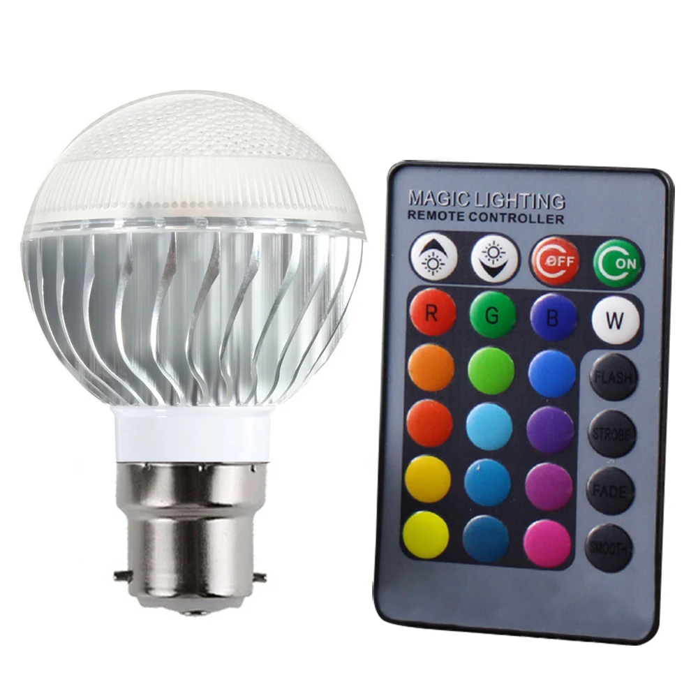 B22 16 Цвета RGB светодиодный лампы E27 E26 E14 B22 GU10 светодиодный лампа RGB магический светодиодный светильник прожектор дистанционного Управление RGB светодиодный лампа светодиодный лампы для дома - Испускаемый цвет: B22