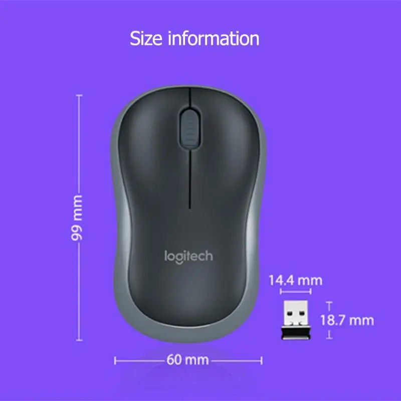 Logitech M186 2,4G беспроводная мышь оптическая мышь с USB нано приемником Компьютерные периферийные аксессуары