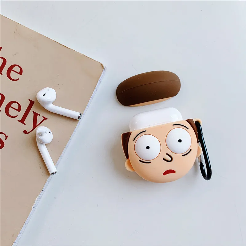 Мультфильм Рик и Морти беспроводные Bluetooth наушники милый 3D чехол для Apple AirPods силиконовый зарядный Airpods 1 2 чехол силиконовый