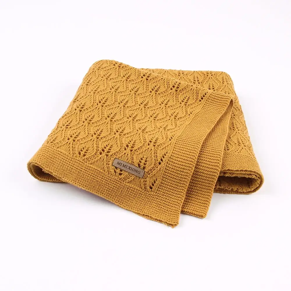 Baby Blankets Knitted Cotton Solid Color Newborn Bebes Sleeping Bed Stroller Blanket Covers Soft Infantil Swaddle Wrap Multi-use