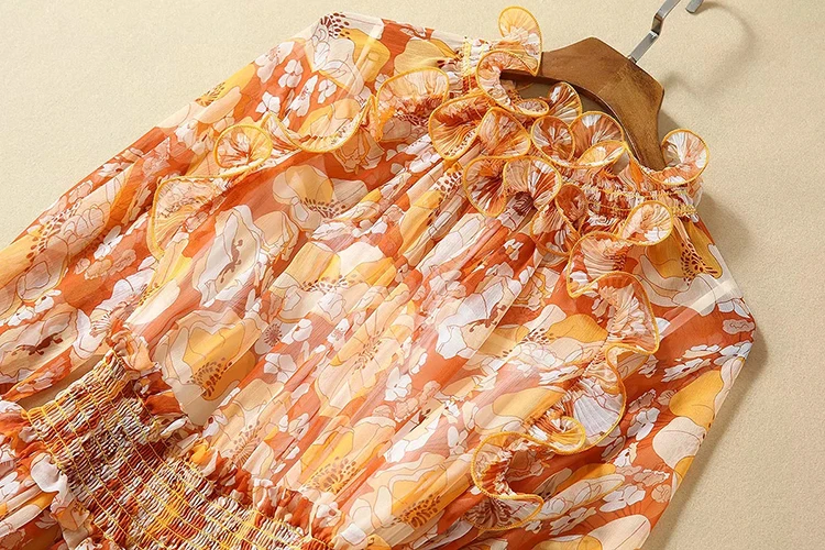 MoaaYina модное дизайнерское подиумное платье Весна Лето Женское платье с длинными рукавами с оборками с резинкой в талии с принтом элегантные платья