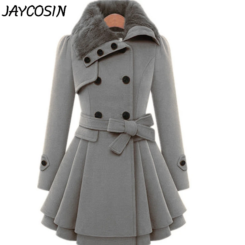JAYCOSIN плюс размер Женское шерстяное пальто с лацканами куртка теплая пуговица для верхней одежды застежка Асимметричная накидка-пончо пальто Верхняя одежда