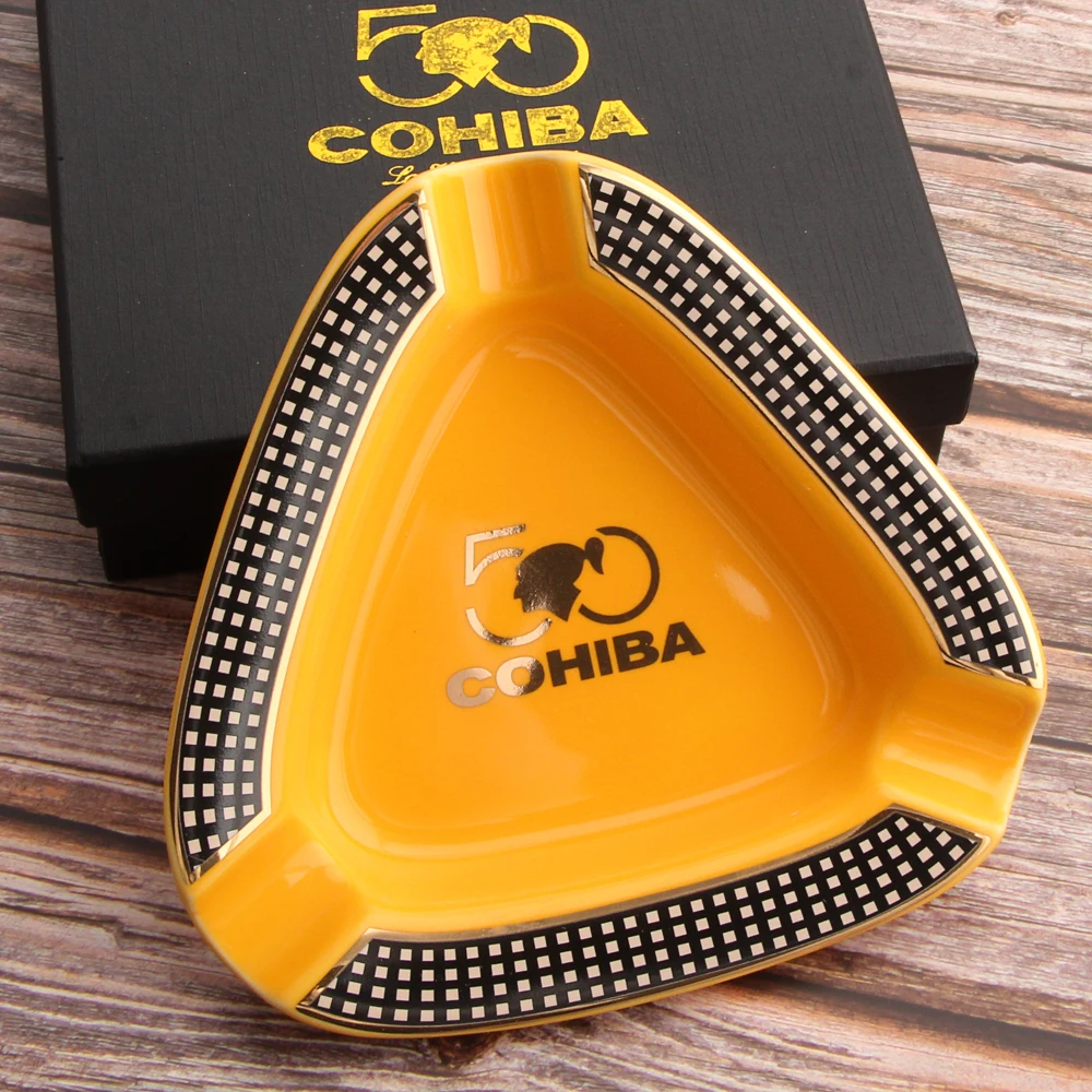 

COHIBA Home Portable Ceramic Tobacco 3 Cigars Gadgets Cigarette Ashtrays Holder