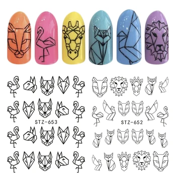 

1 Sheet Nail Water Sticker DIY Black Abstract Image Nail Art Paper Decoration Manicure Style Tool