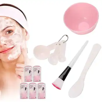 

5pcs/set Household Facial Mask DIY Tool Kit Mask Bowl Brush Stick Measuring Spoon Pink Makeup Tool Kit Makeup Accessories
