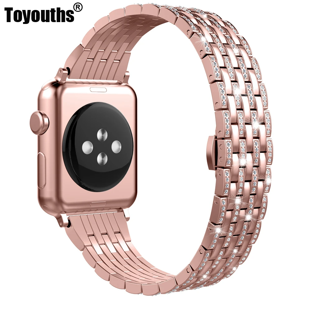 Шикарный ремешок для Apple Watch Band Crystal Стразы женский роскошный браслет из цинкового