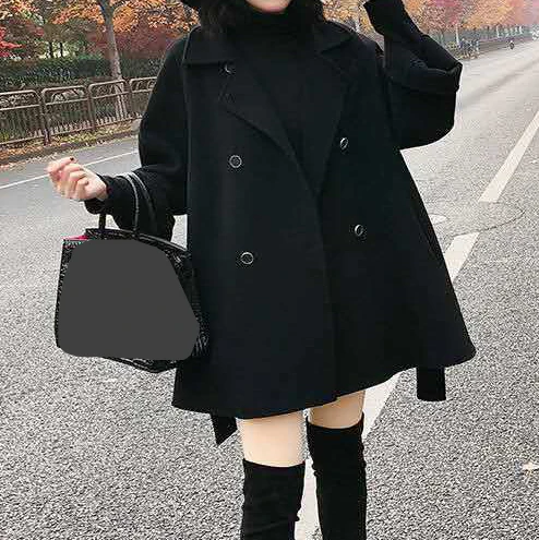 Autumn and winter new woolen coat ins tide Korean style loose and thin student women's woolen coat  woman jacket down puffer coat