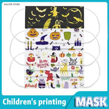 

10/100/500pcs Disposable Kids Face Mask 3 Layers Filter Breathable Gauze Mask Halloween Cartoon Children Print Face Mouth Masks