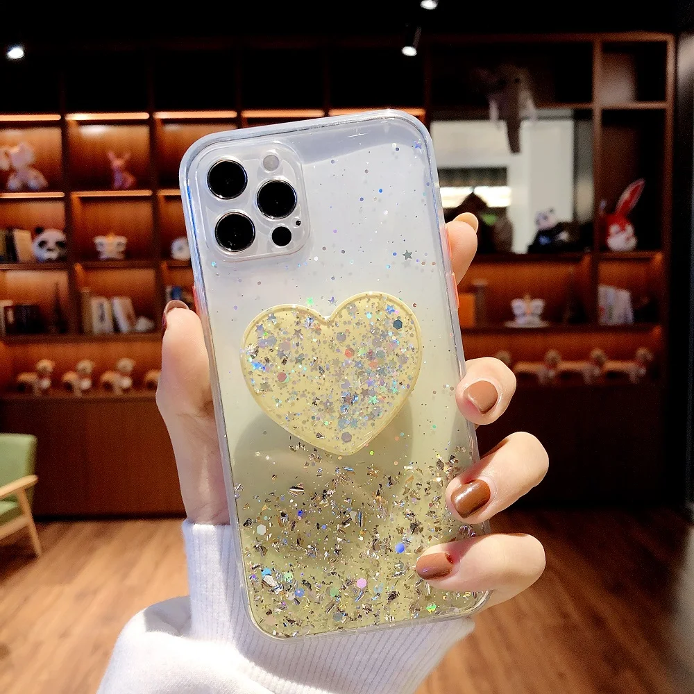 Case for iPhone 11 13 12 Pro Max Mini Case for iPhone 7 8 6 6S Plus XR X XS Max Cases Glitter Sequins Silicon Cover Phone Holder