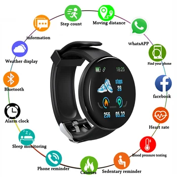 

D18 1.3 Inche Smart Watch Blood Pressure Monitor Fitness Tracker Smartwatch Smart Bracelet For Men Women IP65 Waterproof Sports