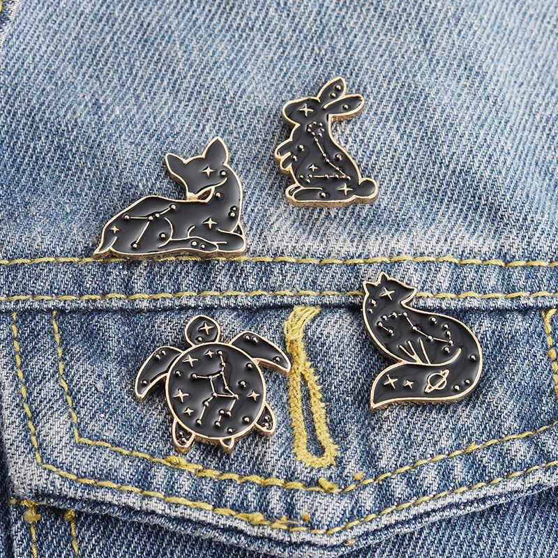 

Constellation Enamel Pins Cartoon Bunny Rabbit Deer Animal Brooch Women Cute Bag Clothes Badge Lapel Pin Jewelry Gift Wholesale