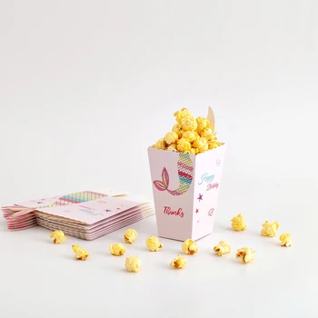 

12pcs Mermaid Tail Under The Sea Popcorn Boxes Party Favors Boxes Birthday Baby Shower Wedding Snack Treat Box