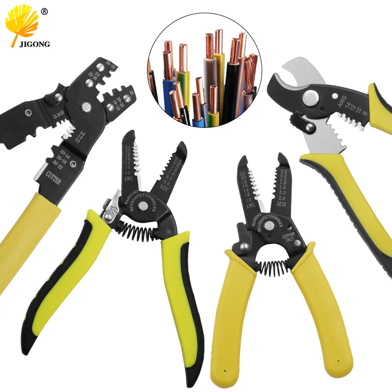

Portable Wire Stripper Pliers Crimper Cable Stripping Crimping Cutter Hand Tool with