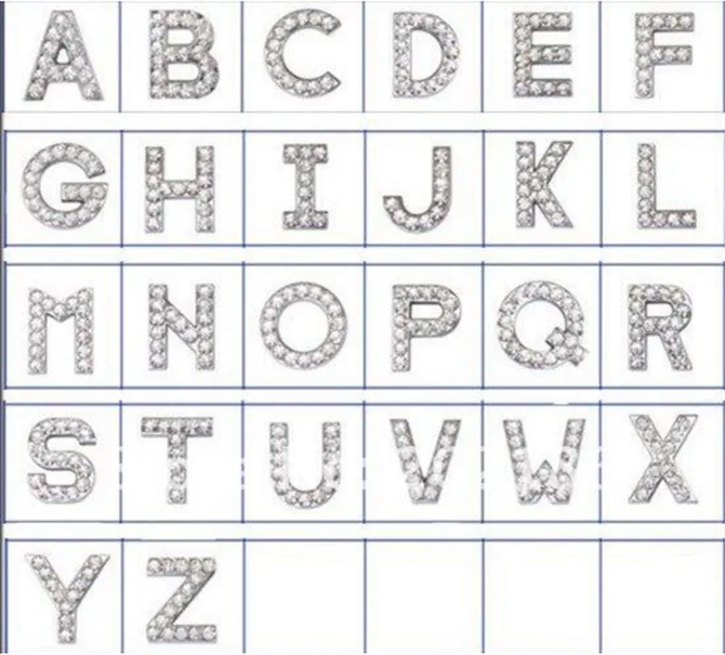 50 шт. 18 мм Стразы A-Z слайды буквы подходят 18 мм ошейник Браслеты DIY аксессуары оптом
