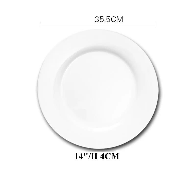 14inch Plate 6-14 дюймов круглый Западный стейк обеденная Тарелка Белая еда тарелки набор фарфоровой керамической посуды отель Завтрак Посуда для фруктов торт блюдо - Цвет: 14inch Plate