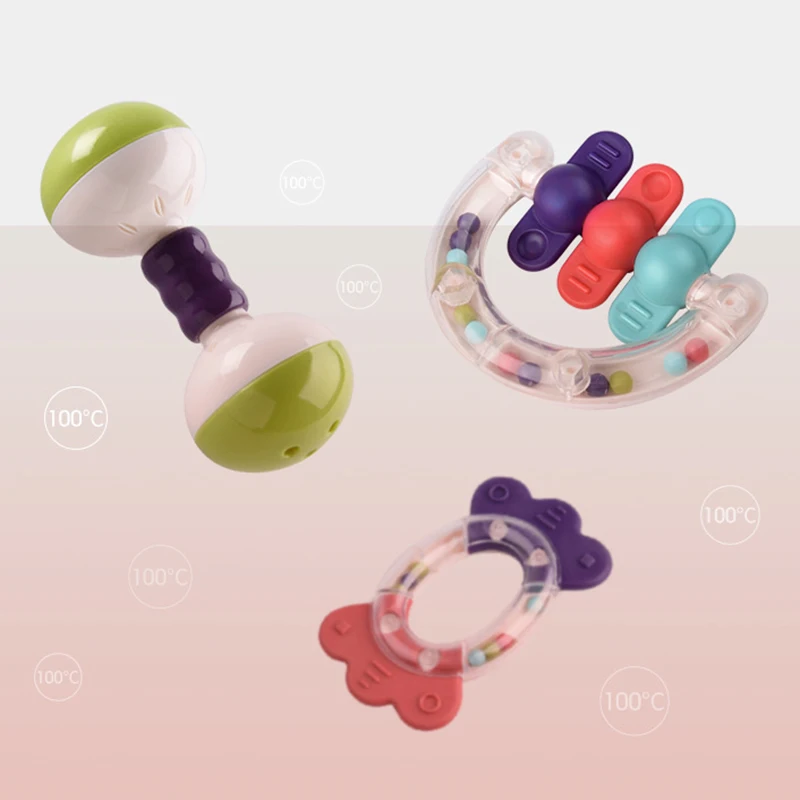 9 шт. красочный детский Набор погремушек для детей, обучающая детская кроватка, Детские грызунки-погремушки, детская ручка, Обучающий набор игрушек