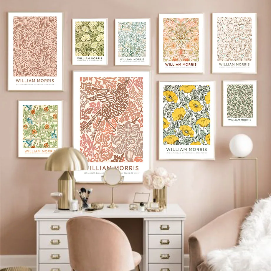 William Morris Leaf Flower Plant Abstract Wall Art Canvas Painting Nordic Posters And Prints Pictures For Living Room Decor | Дом и сад