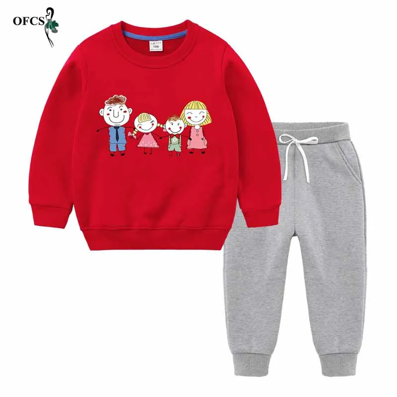 Red add Gray Spring Autumn Baby Boys Clothes T-shirt Sweater+Pants 2Pcs Cotton Girls Suits Children Clothing Sets Toddler Brand Tracksuits 12 - Цвет: Red add Gray