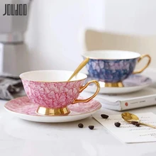 JOUDOO Европейская керамическая чашка кофе эспрессо капучино латте кружка подарок чашка черный чай кофейная чашка блюдце набор костяного фарфора чайная чашка