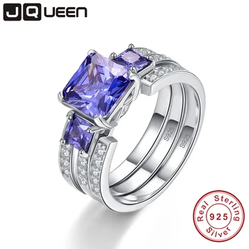 

JQUEEN Top Quality Elegant 925 Sterling Silver Engagement Rings 4Ct AAA Tanzanite Stones Rings for Woman Fine Jewelry Y0062R01