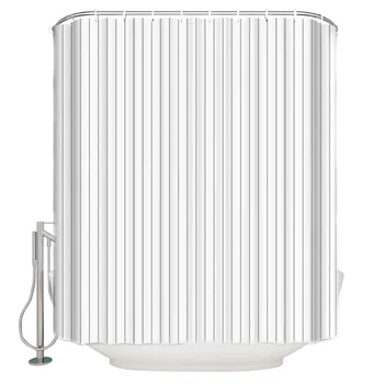 

Shower Curtain Waterproof Polyester Fabric Shower Curtain Simple Grey White Stripes