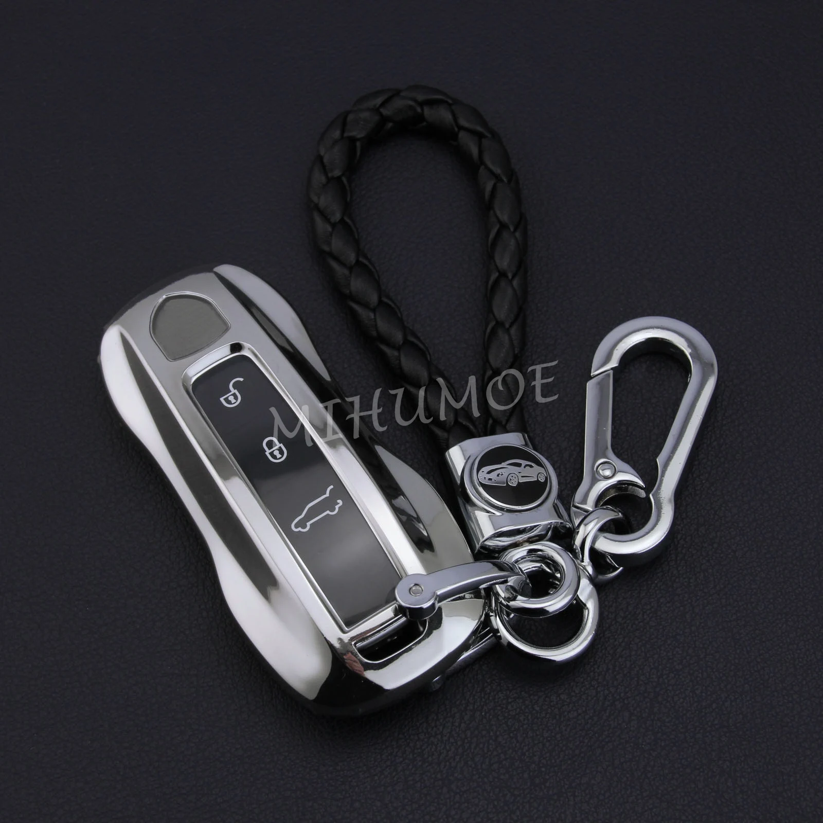 With Keychain Полный автомобильный брелок, чехол, кольцо на цепочку для Porsche Cayenne(-) Panamera(-) 911() Серебро - Название цвета: With Keychain