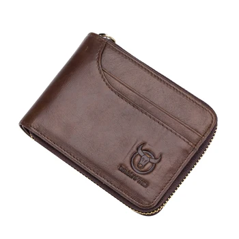 

AUAU-BULLCAPTAIN Brand Leather Men's Multifunctional Wallet Short Coin Purse Retro Card Bag Pocket Coin Purse