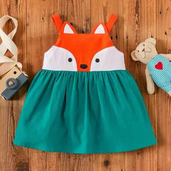 

PatPat 2020 New Summer and Spring Baby Fox Decor Color Contrast Dresses Baby & Toddler Girl Sleeveless Dresses