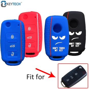 

OkeyTechKey Creative Silicone Car Key Case For Volkswagen V W Lamando Tayron Caddy Polo Bora Tiguan Remote Auto Accessories