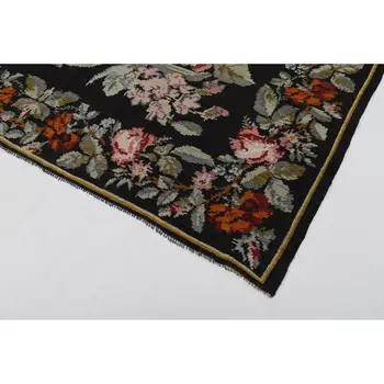 

195x275 Cm Black Handmade Vintage Moldovan Rugs Rug-6x9 Ft