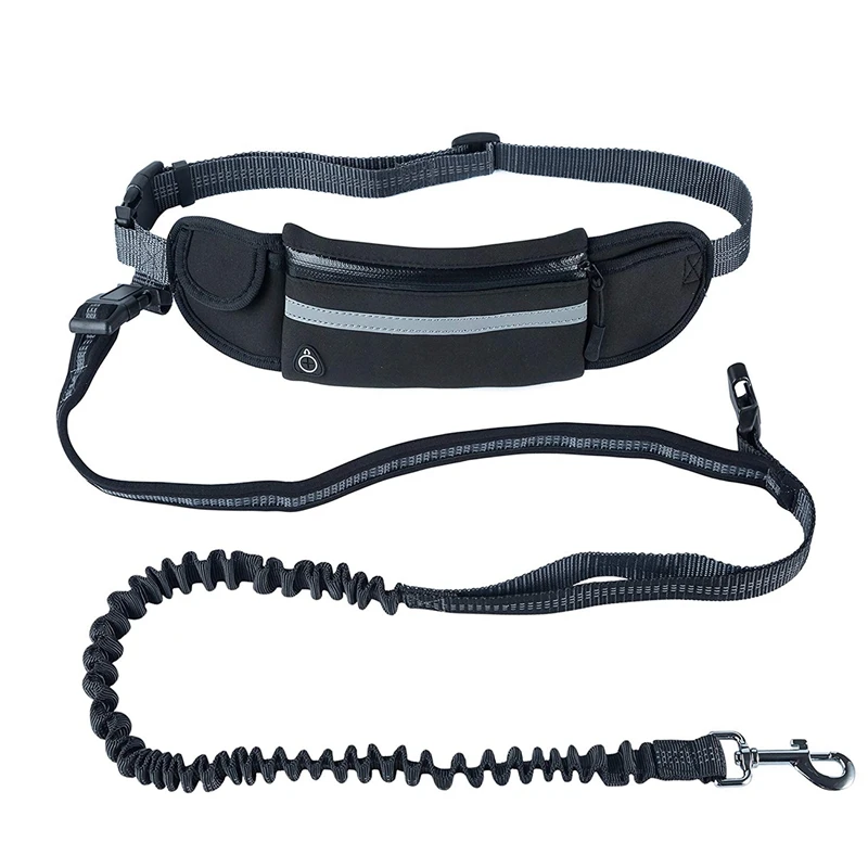 Поводок для бега собак Hands Free с поясным карманом регулируемый ремень