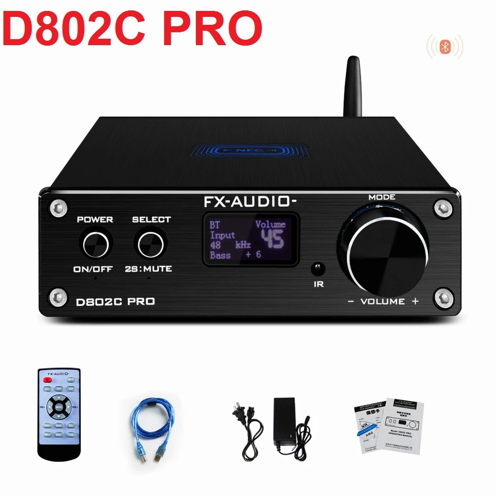 2020 FX-Audio D802CPRO Full Digital Audio Amplifier QCC3034 Bluetooth@5.0 APTX 24Bit/192KHz Power 80W*2 DC32V/5A Adapter(Option) valve amplifier