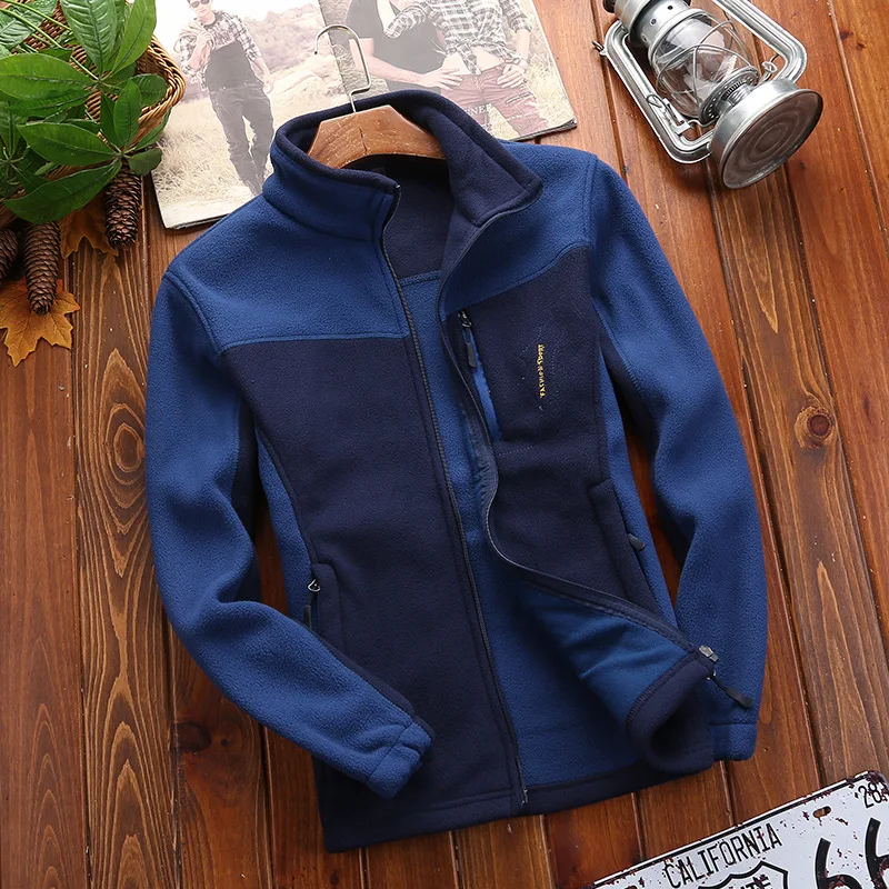 Осенний и зимний открытый для мужчин и женщин флис один слой кардиган ветрозащитный теплый толстый COUPLE'S пальто
