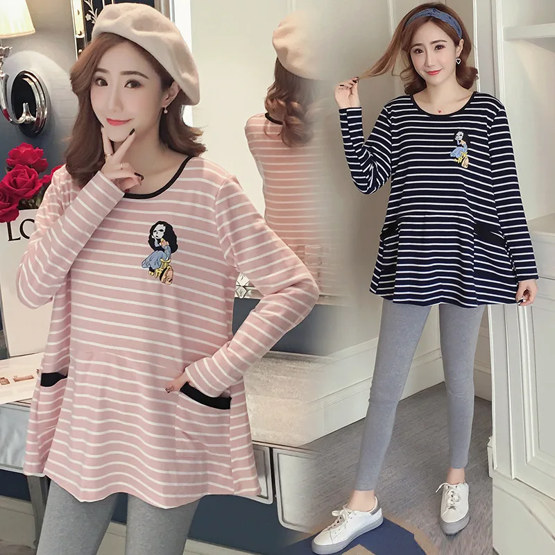 

Maternity Clothes 2018 New Style Maternity Top Autumn Korean-style Base Shirt Spring And Autumn Tops Maternity Clothes