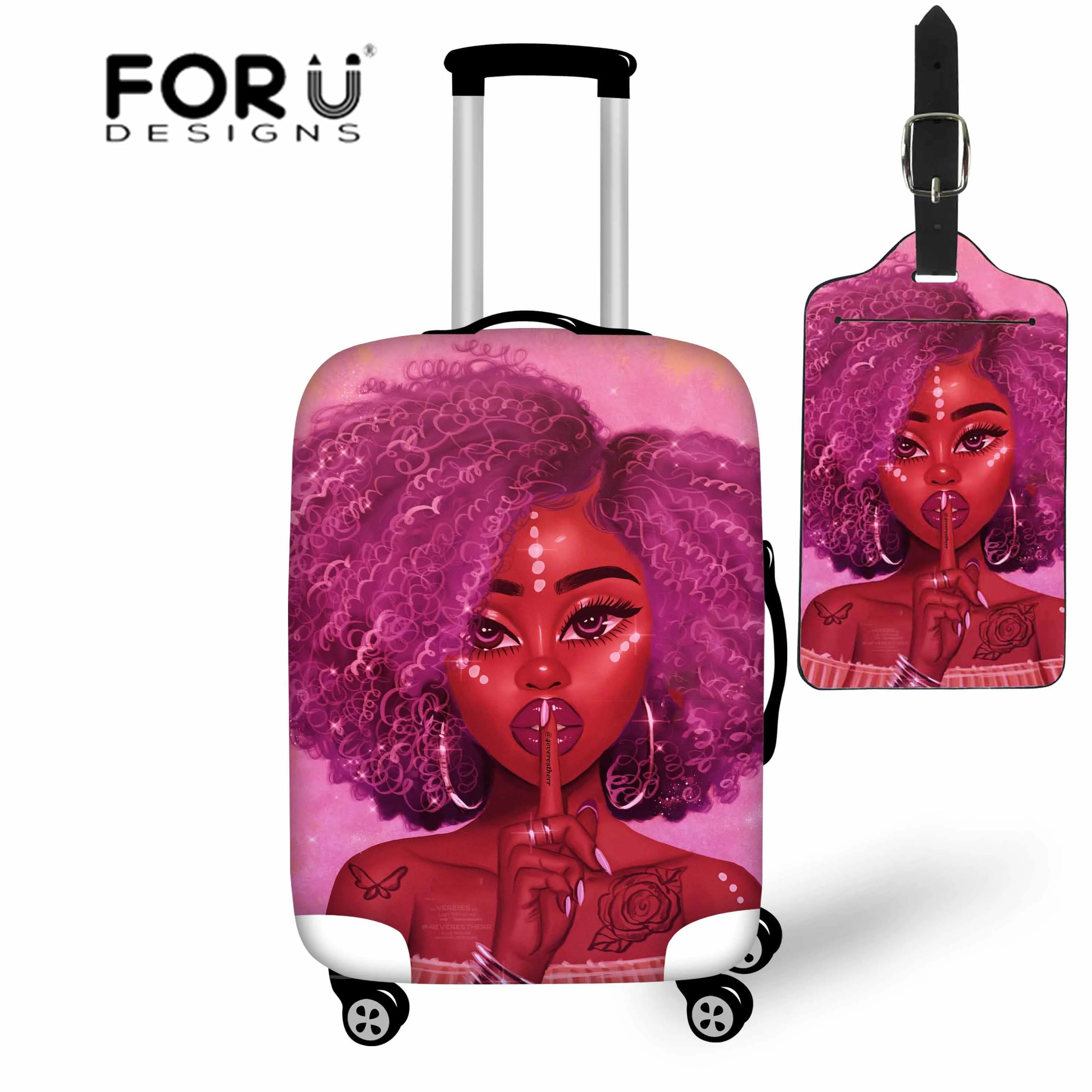 FORUDESIGNS/Эластичный багажный чехол для органайзеров для путешествий, чемодан, защитный, черный, женский, художественный, Африканский, для девочек, с принтом, сумка на колесиках