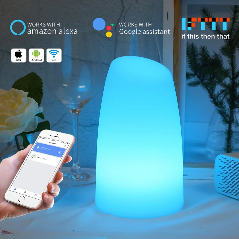 Умная светодиодная RGB ночник с Wi Fi лампа управлением через приложение работает