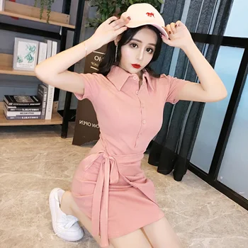 

2020 Net Red Summer New Fashion Temperament Small Ladies All-match High Waist Short Dress Summer Dress