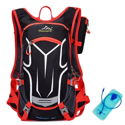 Red Спорт на открытом воздухе велосипедная фляга для воды с 2L пузырьком и прикрепленным держателем телефона Светоотражающие походные альпинистские Пешие прогулки гидратация рюкзак - Цвет: Red