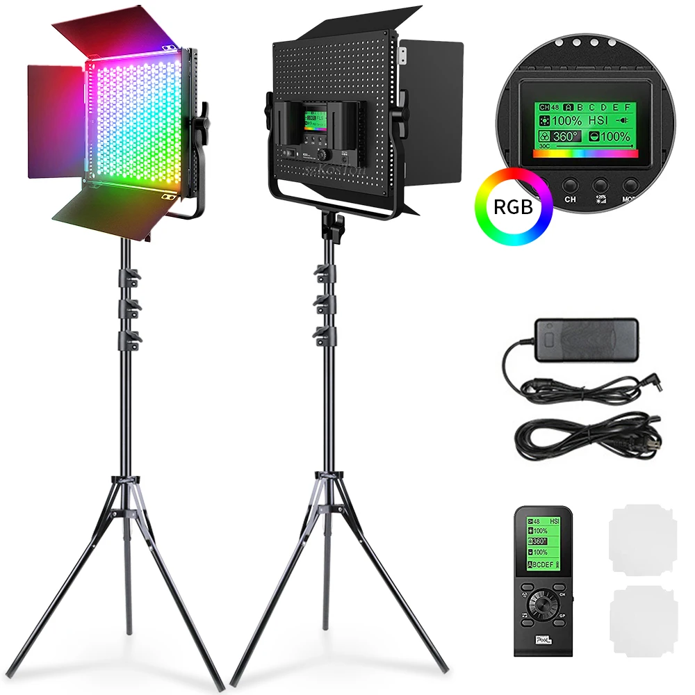 

RGB LED Video Light Photography Lighting 600 SMD Lamp Beads CRI97 2600K-10000K With Remote Control With Battery For photography