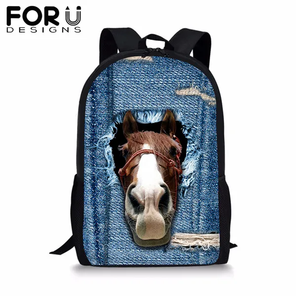 FORUDESIGNS/Лошадь Детский рюкзак с принтом комплект школьных сумок для подростков; нижнее белье для девочек, сумка для книг типа «сатчел» школьный рюкзак - Цвет: CC3619C