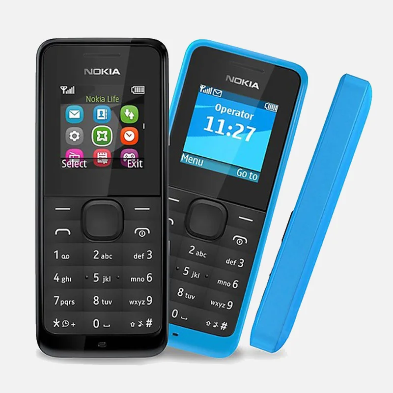 Оригинальный Восстановленный Мобильный телефон NOKIA 105 с двумя Sim картами хорошего