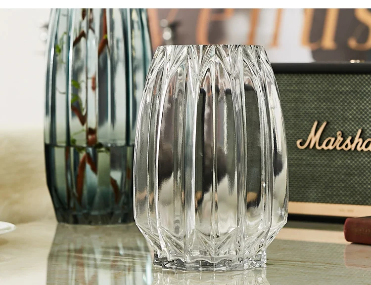 北欧ガラス花瓶厚み透明黒花瓶ガラスリビングルームの花の花瓶家の装飾ドライフラワーボトルバー装飾 Vases Aliexpress