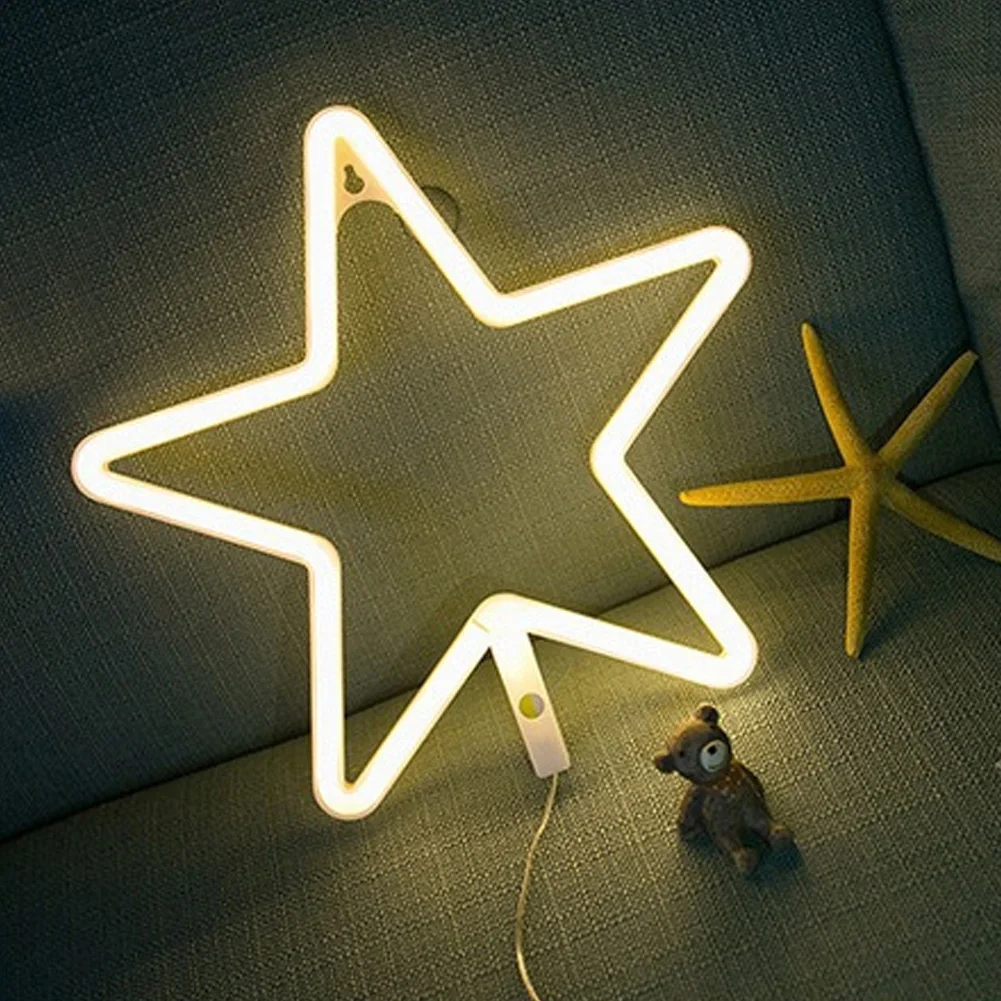 Led Neon Light Sign Holiday Xmas Party Wedding Decorations Kids Room Home Decor Pentagram Neon Lamp
