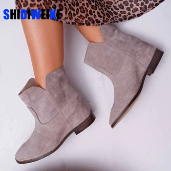 

Womens Boots Autumn Winter Fashion Flat Boots Ladies Shoes Woman Leather Sexy Ankle Boots For Women Zipper Botas Mujer AC037