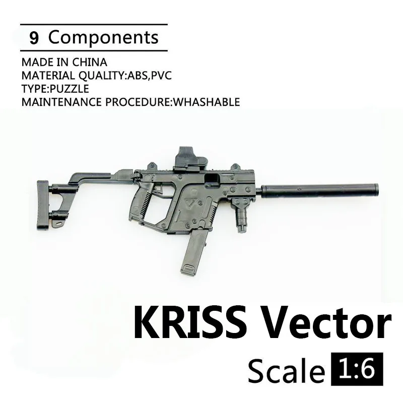 1:6 KRISS векторный пистолет, пластиковый Собранный пожарный пазл, модель для 1/6 солдат, военное оружие, строительные блоки