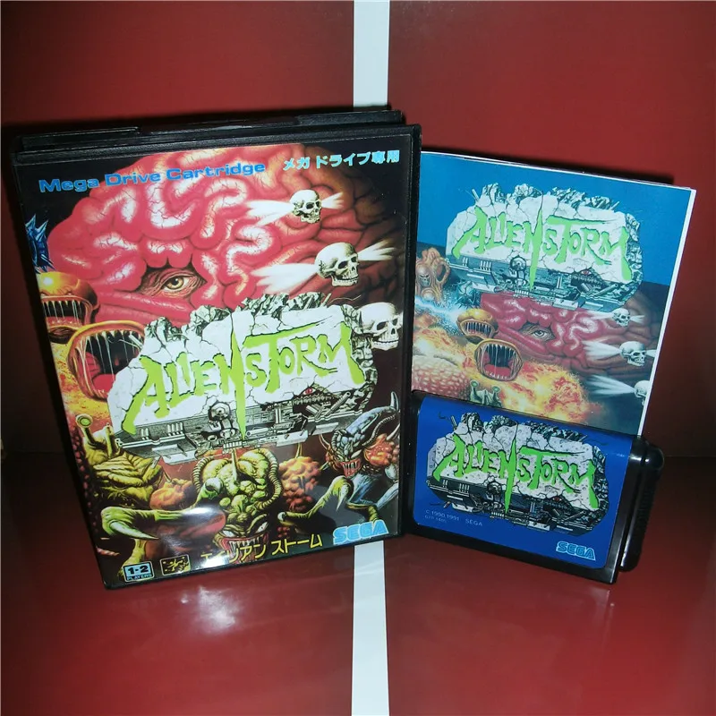 MD games card - Alien Storm Japan Cover с коробкой и руководством для MegaDrive Genesis игровая консоль 16