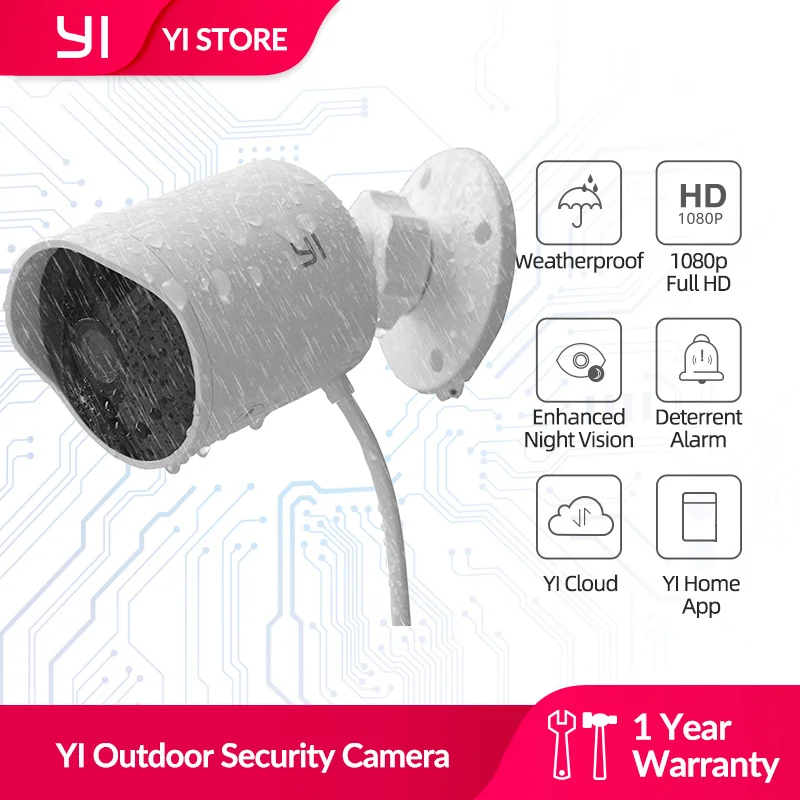 YI Outdoor Camera 2.4G IP65 Level Waterproof WiFi IP Camera Built in SD