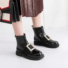 Повседневные зимние женские ботильоны; женские ботильоны martin из искусственной кожи без застежки; женская обувь; зимние ботинки; женская обувь